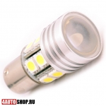  Светодиодная автолампа P21W 12 LED SMD5050 + линза CREE (2шт.)